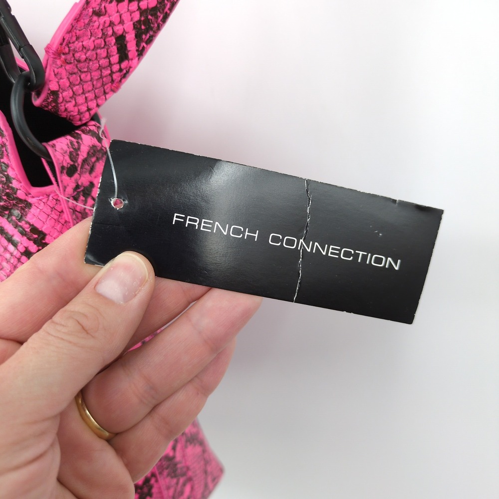 French‎ Connection Lucy Neon Pink Snakeskin Bucket Crossbody Bag NWT - Picture 8 of 11